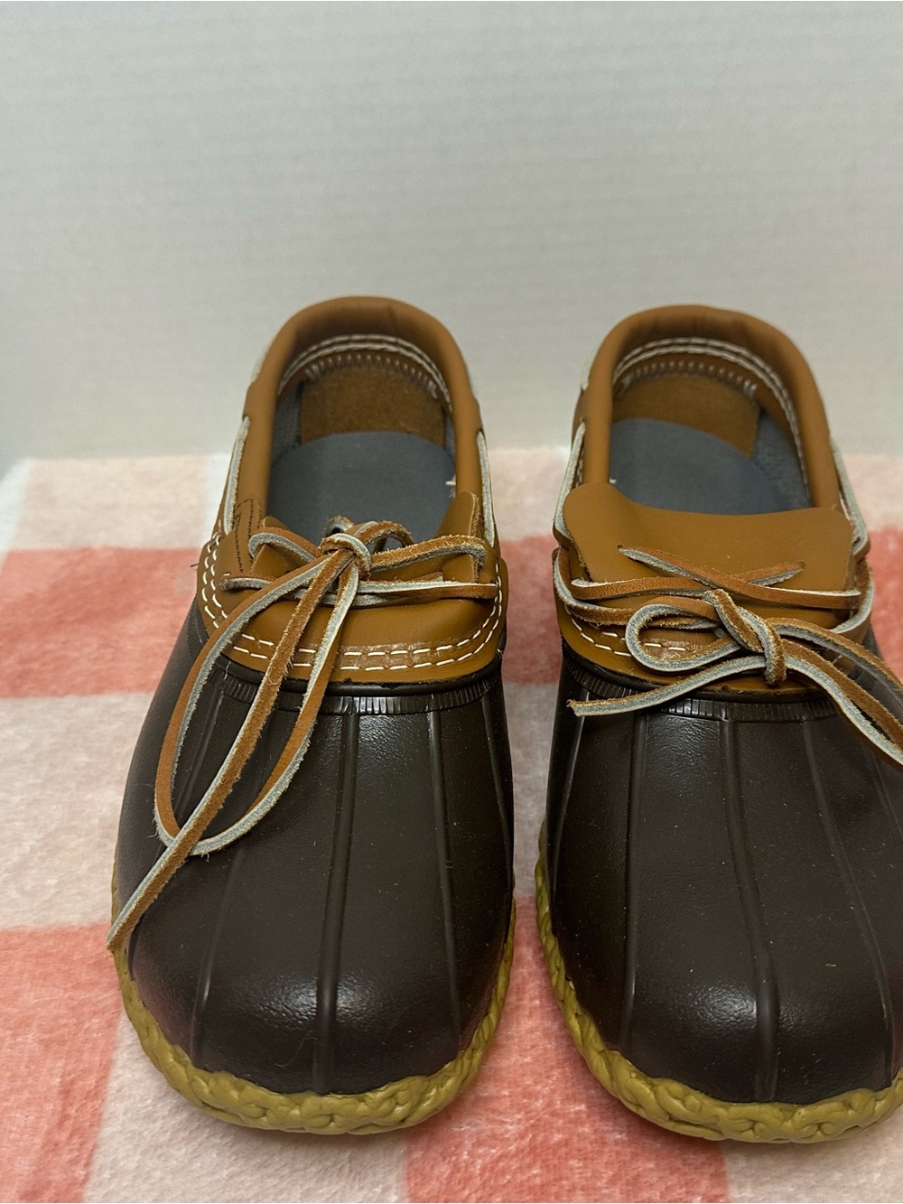 LL Beans women’s size 8 Brown Two-Tone Duck Rain Shoes